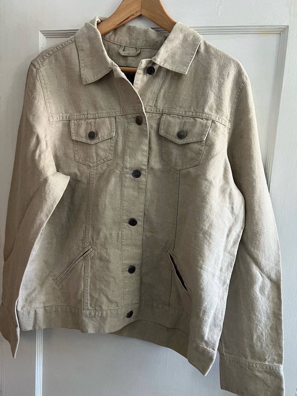 Eddie Bauer 100% Linen Jacket XL Tall Beige Lightweight Button Front NWT